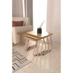 VİLİNZE Zigana Çok Amaçlı Vizon Metal Ayak 3'lü Naturel MDF Zigon Sehpa