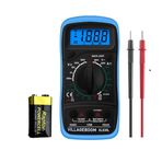 Villageboom LCD Arka Aydınlatmalı Dijital Multimetre Test Cihazı - Akım, AC/DC Gerilim, Direnç, Süreklilik, Diyotlar vb., Mavi, 9 Volt Pil ve Test Uçlarıyla (Ev dekorasyonu) B07H9VF29K (DE)