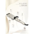VILLEMY 3X22 mm Seramik Kaplamalı Wag & Su Dalgası Saç Maşası – Profesyonel Dalga Şekillendirici