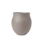 Villeroy & Boch - Manufacture Collier boz kahverengi, küçük vazo Carré, 15 cm, birinci sınıf porselen, boz kahverengi