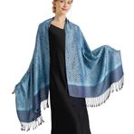 vimate Paisley Pashmina şal Wrap Stola Soft Silky Jacquard Paşminas Wrap gece elbisesi seyahat Shawl, Stil 1 çelik mavisi, 28"x 78"