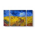 Vincent Van Gogh - Buğday Tarlası ve Kargalar Tablosu 126 x 70-3 Parçalı