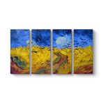 Vincent Van Gogh - Buğday Tarlası ve Kargalar Tablosu 129 x 70-4 Parçalı