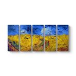 Vincent Van Gogh - Buğday Tarlası ve Kargalar Tablosu 162 x 70-5 Parçalı