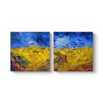 Vincent Van Gogh - Buğday Tarlası ve Kargalar Tablosu 63 x 30-2 Parçalı