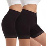 Vinconie Kadın Şort, Tayt, Kısa Tayt, Dantelli Yoga Şort, Dans 2 Pack Schwarz und Schwarz L