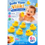 Vinil Ördek 6 Adet Sesli Banyo Oyuncağı Seti Ördek Kardeşler - Sarı