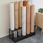 Vinil Ruloları, Masa Örtüleri, PVC Film, Tekstil Kumaş ve Araba Sargısını Düzenlemek için Yerde Metal Depolama Rafı