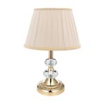 vinner Bronz Renk Kaplama Gece Lambası, Kristal Detaylı Modern Abajur Krem Pileli Başlık VNRCKKABJ0011703