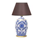 vinner Handmade Ceramic Botanical Özel Tasarım Abajur - Hasır Koyu Kahve VNRCERBOA036