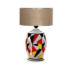 vinner Handmade Geometric Coated Özel Tasarım Abajur - Krom Şeritli Pre Hasır VNRGEOKAA105