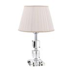 vinner Krom Kaplama Kare Kristal Detaylı Modern Abajur, Modern Gece Lambası Beyaz Pileli Başlık VNRCKKABJ0081803