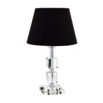 vinner Krom Kaplama Kare Kristal Detaylı Modern Abajur, Modern Gece Lambası Krem Pileli Başlık VNRCKKABJ0061803