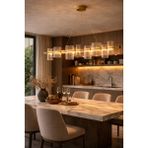 Vinner Modern Cam Silindir Lineer Avize 120 cm Bronz Metal Gövde Yemek Masası Salon LED Avize - Renkli