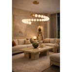 Vinner S80 Nova Modern Halkalı Avize - Opal Cam, Pirinç Renk Metal Gövde, Salon Yemek Odası Avizesi - Renkli