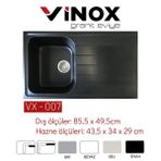 Vinox 85,5x49,5 VX007 Siyah Tek Göz Granit Eviye