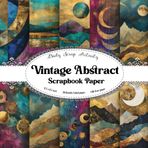 Vintage Abstract Scrapbook Paper: Moon And Mountains Pattern Scrapbooking Paper, Themed Double Sided Craft Paper for Gift Wrapping, DIY Junk ... Collage, (Retro Green) Paper Size 8.5" x 8.5"