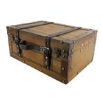 Vintage Ahşap Hazine sandığı, Menteşeli kapaklı Antika Dekoratif Ahşap Kutu, 13.5in X 9.5in X 6in Ahşap Saklama Kutusu, Hatıra Için Dikdörtgen Korsan sandığı, Mücevher