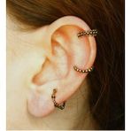 Vintage Antik 3'lü Deliksiz Ear Cuff Ayarlanabilir Kıkırdak Küpe Seti eukk5 (Sarı)