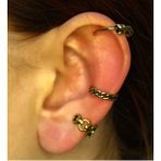Vintage Antik 3'lü Deliksiz Ear Cuff Ayarlanabilir Kıkırdak Küpe Seti eukk8 (Sarı)