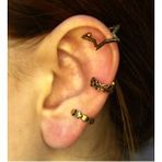Vintage Antik 3'lü Deliksiz Ear Cuff Ayarlanabilir Yıldız Model Kıkırdak Küpe Seti eukk10 (Sarı)