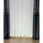 Vintage Bambu Etek 1/3 Sık Pileli Ütü Gerektirmez Tül Perde | Her Odaya Uygun, Çok Tercih Edilen - Ekru - 200 x 240