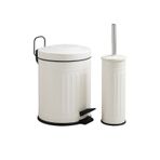 Vintage Banyo Seti Beyaz Çöp Kovası 5lt Tuvalet Fırçası Lüks Model - Mini Boy Çöp Poşeti Hediyelidir Beyaz
