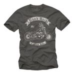 Vintage Biker Tişörtü Erkek | Custom Motosiklet Deseni | Motorcuya Özel Hediye T-Shirt Gri Erkek XXXL