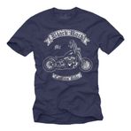 Vintage Biker Tişörtü Erkek | Custom Motosiklet Deseni | Motorcuya Özel Hediye T-Shirt Mavi Erkek XL