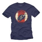 Vintage Biker Tişörtü - Motosikletçi Hediyeleri - Cafe Racer Motosiklet Aksesuarları Mavi XL