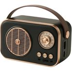 Vintage Bluetooth Kablosuz Hoparlör | 10W RMS Yüksek Ses | C Tipi Şarjlı Retro Tasarım, 8H Pil Yedekleme, USB ve AUX Girişi, Taşınabilir Ev ve Dış Mekan Hoparlörü (Siyah)