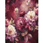 Vintage Burgundy Floral Lined Notebook: 110 Pages | College - Ruled | 8.5 x 11"