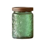 Vintage Cam Kavanoz, Yeşil Ayçiçeği Saklama Kavanozu, 23.7 FL OZ, Masif Ahşap Kapaklı, Gevşek Çay Saklama, Mutfak Kutuları, Banyo Tuzları için, Çamaşır Deterjanı, Reçel, Kahve, Şeker, Kurabiye