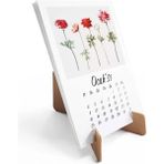 Vintage Çiçekler 2026 Masa Takvimi - 10x15 cm - Ren k