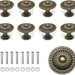 Vintage dolap kulpları, 8 adet çekme kolu düğmesi, 24 mm sert çinko alaşımdan çekme kulpları, çekmeceler, mutfak, banyo, elbise dolapları ve komodinler için, vidalar dahil, paslanmaz ve su geçirmez