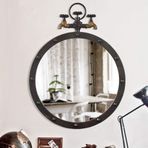 Vintage Endüstriyel Yuvarlak Duvar Aynası 50cm Musluk Tasarımı Metal Çerçeve Retro Ev Dekoru Koridor Aynası Benzersiz Cam Duvar Sanatı Vintage-Inspired Dekor