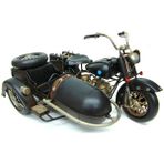 Vintage Eskitme Metal Sepetli Motorsiklet Figürü El Yapımı 34CM