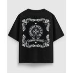 Vintage Gotik Desenli Oversize Siyah Tişört – Premium %100 Pamuk, Luxury Streetwear Koleksiyonu - XL