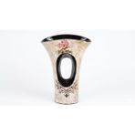 Vintage Gül Desenli Seramik Vazo - Modern Oval Tasarım Dekoratif Çiçek Vazosu - Eskitme Dokulu Salon ve Masa Üstü Objesi - 25 cm