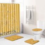 Vintage Hardal Sarı Banyo Halısı Seti 3 Parça Banyo Paspası Kaymaz Duş Paspası Kalın Tuvalet Paspası Emici ve Yumuşak Banyo Halıları