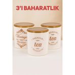 Vintage Home Premium Seramik Baharatlık Seti, Nostaljik Tasarım, 3'lü
