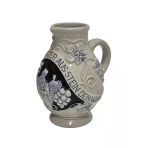 Vintage Kabartma Motifli Taş Seramik Şarap Sürahisi 15Cm