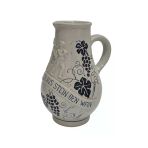 Vintage Kabartma Motifli Taş Seramik Şarap Sürahisi 20Cm