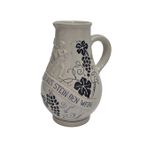 Vintage Kabartma Motifli Taş Seramik Şarap Sürahisi 20Cm