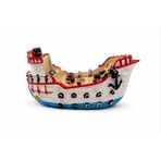 Vintage Korsan Hazine Gemisi Kitap Desteği – El Yapımı Reçine Pirate Treasure Ship Bookend, Ev & Ofis Dekoru
