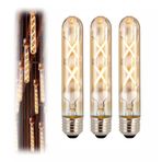 Vintage LED Ampul, E27, 4W, 2500K Sıcak Sarı Işık, Amber Cam, 18,5 cm, Rustik Ampul Amber Renk Çubuk Cam Retro Filament Tüp Ampul (3)
