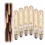 Vintage LED Ampul, E27, 4W, 2500K Sıcak Sarı Işık, Amber Cam, 18,5 cm, Rustik Ampul Amber Renk Işık Çubuk Cam Retro Filament Tüp Ampul (6)