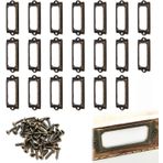 Vintage metal etiket çerçevesi, çekme kulpları, metal etiket tutucu, etiket çerçevesi, vintage metal bronz etiket tutucu, metal etiket tutucu, vidalı, 20 adet (83 x 32 mm)