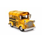 Vintage Metal Okul Otobüsü Dekoratif Araba – Nostaljik Sarı School Bus Modeli – Retro Metal Araç Biblo – Ofis, Salon ve Kitaplık Dekoru