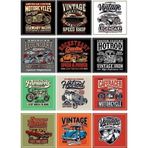 Vintage Moto Poster Sticker 12 Parça Telefon, Tablet, Defter, Laptop Sticker
